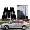 6pcs Gloss Black Pillar Posts Silver Carbon Fit For Peugeot 408 2010 2011 2012 2013 Window Decor Door Side Mouliding Trim Cover
