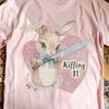Funny Rabbit Graphic T-Shirt: Retro Pulp Goth Bunny Tee