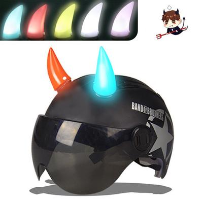 Γωνιακό κράνος μοτοσικλέτας Cute Devil Horn Bike Tape Resilient Plastic Headwear Rubber Llluminated Horns