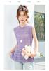 Fashionable 26 year summer outfit, layered on top, round neck, hollowed out knitted vest, knitted sweater, shoulder cut top, women's clothing
