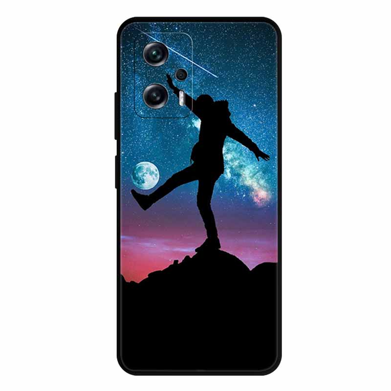 For Xiaomi Poco X4 GT Case X4GT X 4 GT Wolf TPU Silicone Soft TPU Back Cover for Poco X4 GT Para Cartoon Black Edge Fundas Coque