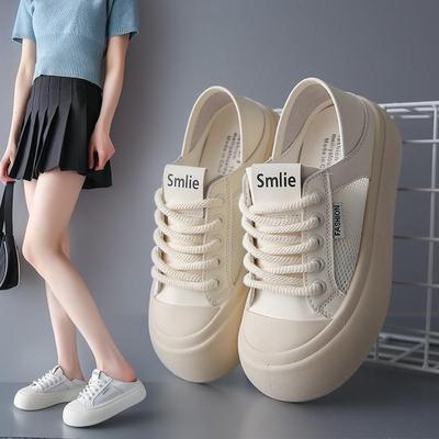 European Station Big Head Bread Shoes damskie wiosenne nowe dwukierunkowe oddychające buty na platformie Silly Shoes Casual White Shoes dla kobiet