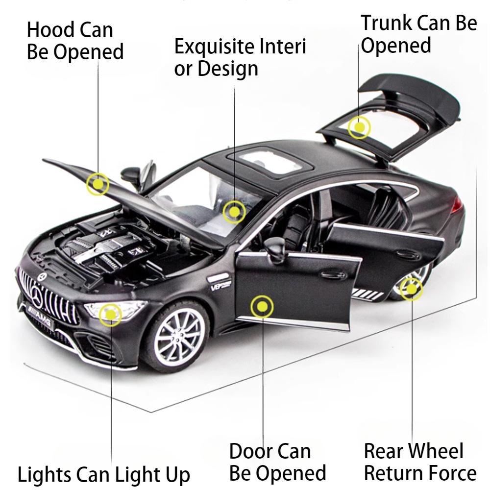 1:32 Scale 300SL GT63 Car Model Toy Doors Opened Sound Light Pull Back Diecast Metal Vehicles Models Collection Kid Gifts