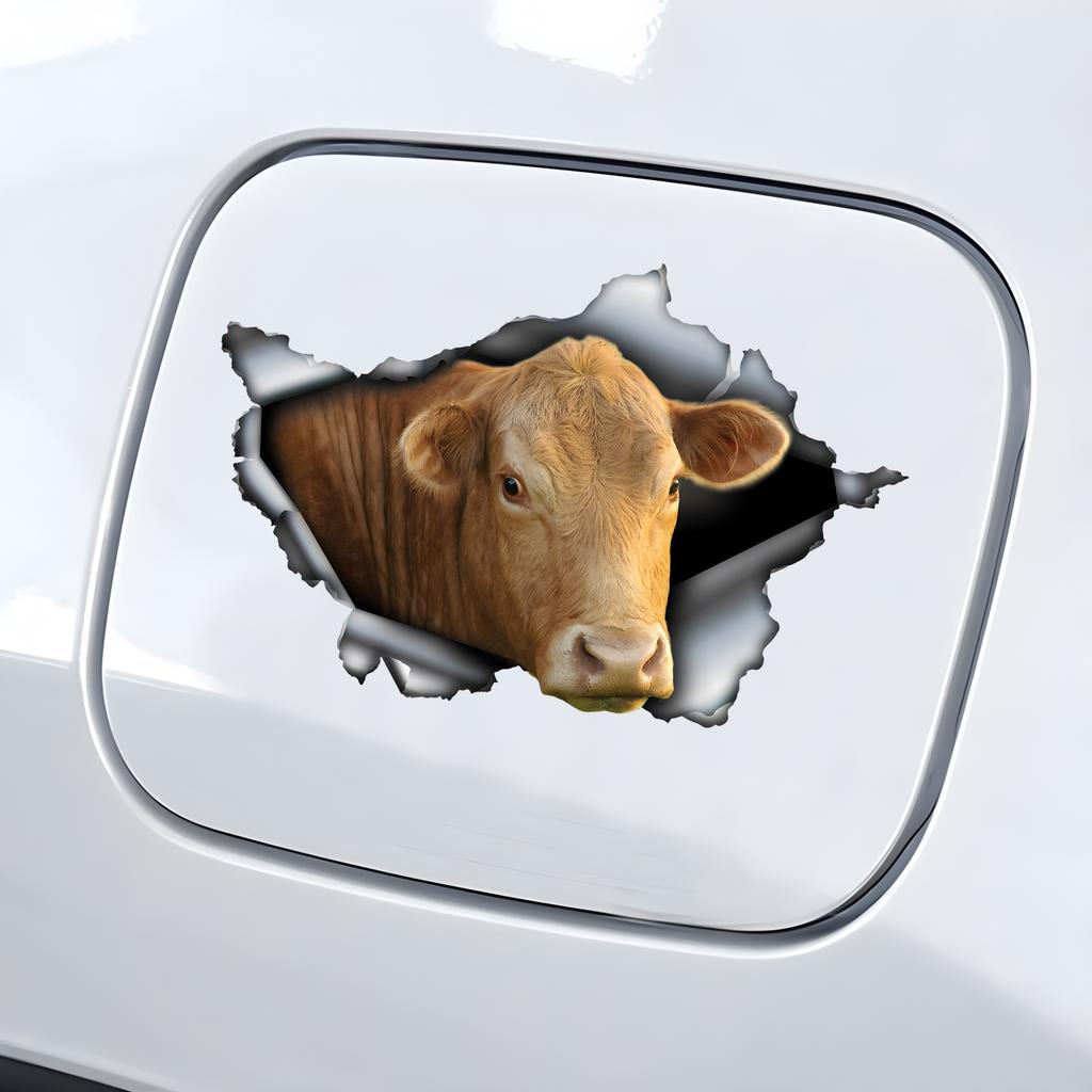 3D Cow Car Sticker, Fun Waterproof Sticker for Cars, Trucks, Motorcycles, Walls, Windows, PVC Material