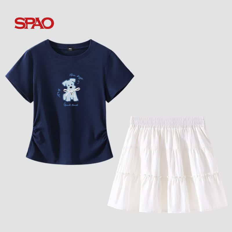 SPAO Korean Plaid Puppy Summer Two-Piece Set M