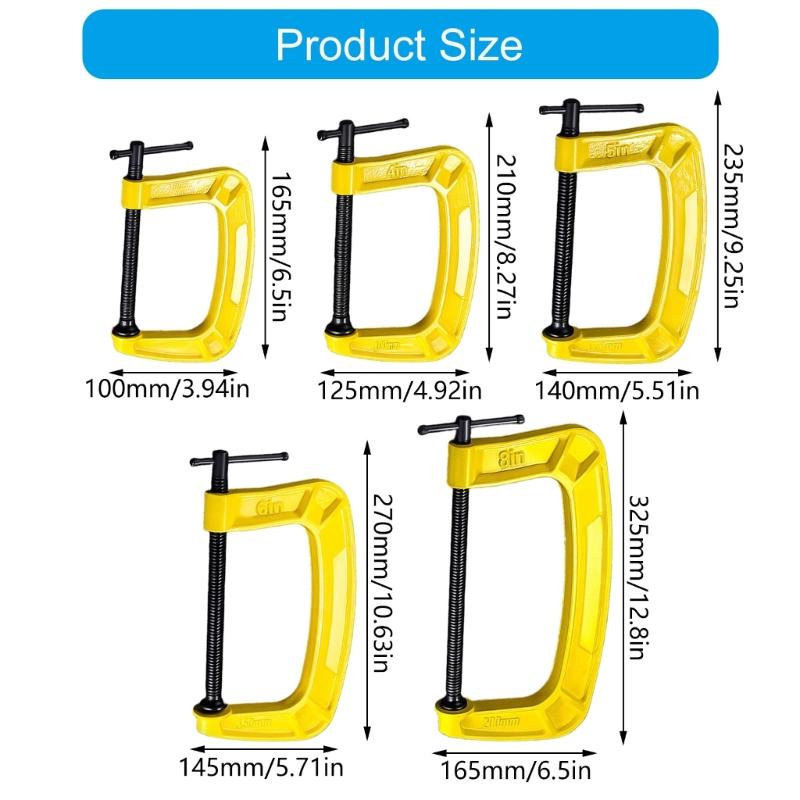 Professional Grade Woodworking G Clamps Offers Strong Clamping Force Ideal for Furniture Making and Model Assembly