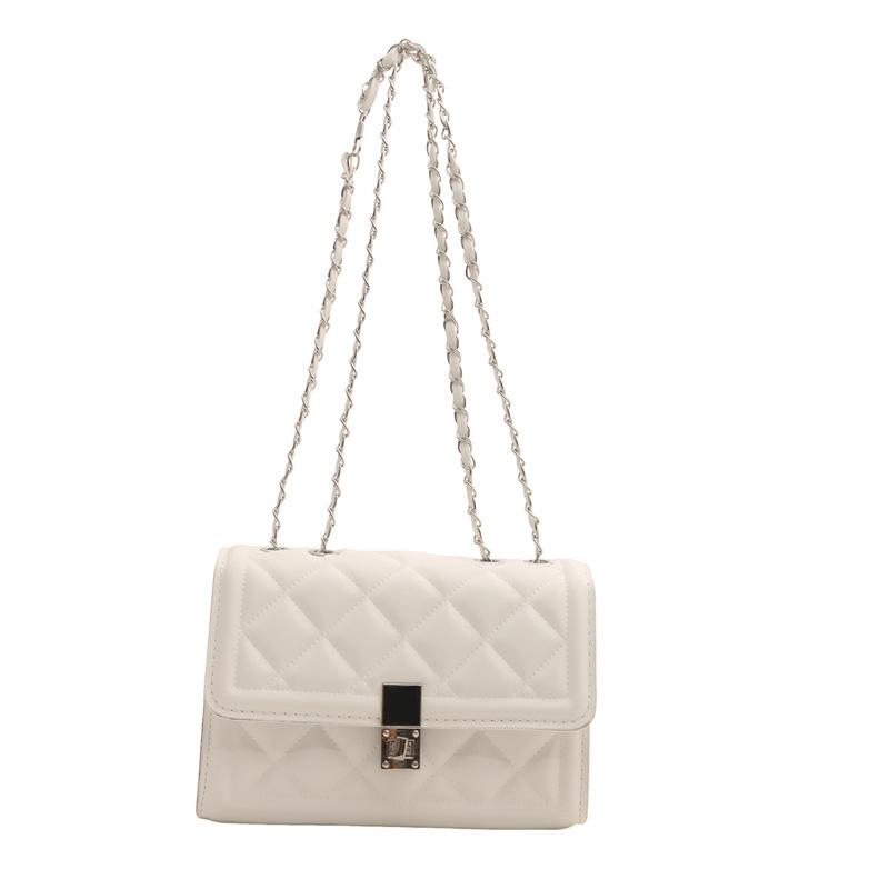Foreign Small Bag Women's Bag 2025 Spring and Summer New Trendy Fashion Diamond Check Chain Crossbody Bag Simple One-shoulder Small Square Bag