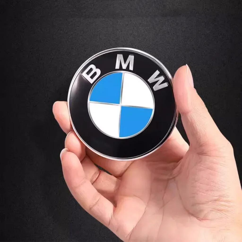 New Front Hood Emblem For BMW Race track black white Logo 81mm+Rear Badge 74mm+Wheel Hub Cap 68mm+56mm Steering Wheel Stick
