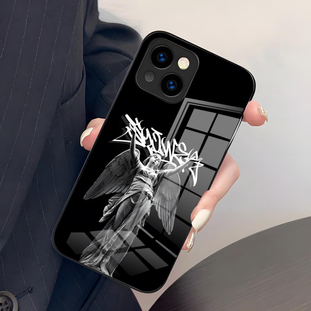 Black Angel Death Demon Phone Case For IPhone 17 Pro Max 15 Pro 16 14 Plus 12 13 Mini 11 Pro Shockproof Glass Cover