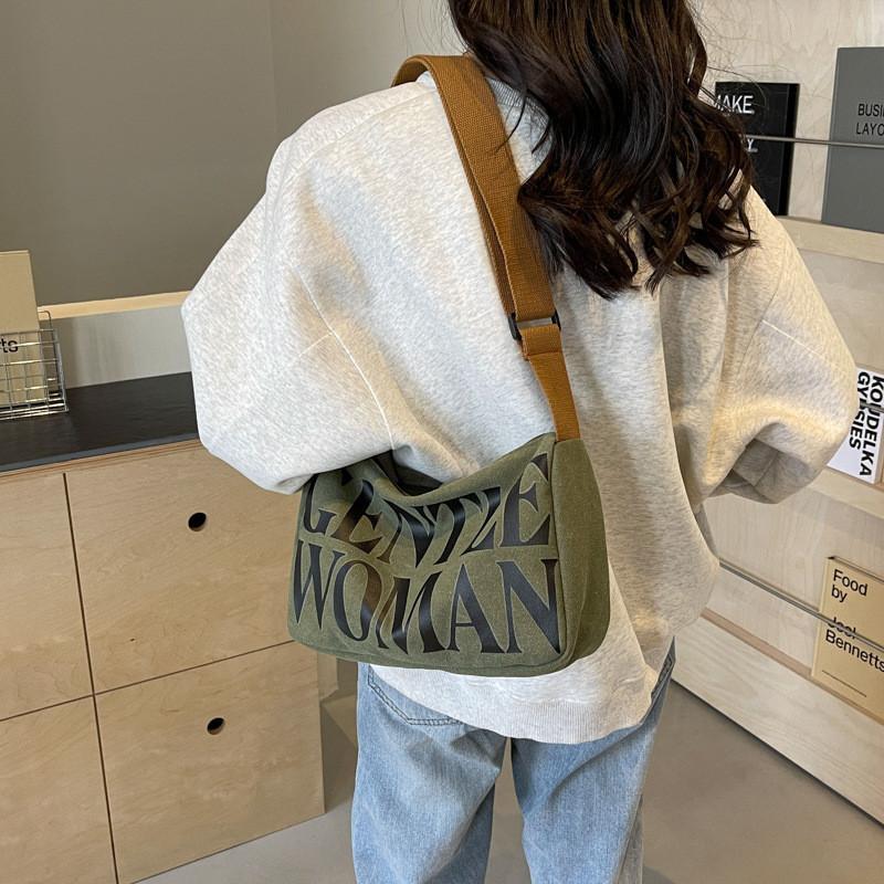 2024 Damen Canvas Tasche Damen Mode Color-blocking Kissen Tasche Street Style Tote Schulter Crossbody Tasche