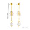 DIEYURO 316L Stainless Steel Pearl Splicing Flowers Necklace Earrings Bracelet Set For Women Girl New Fashion Trend Jewelry Gift