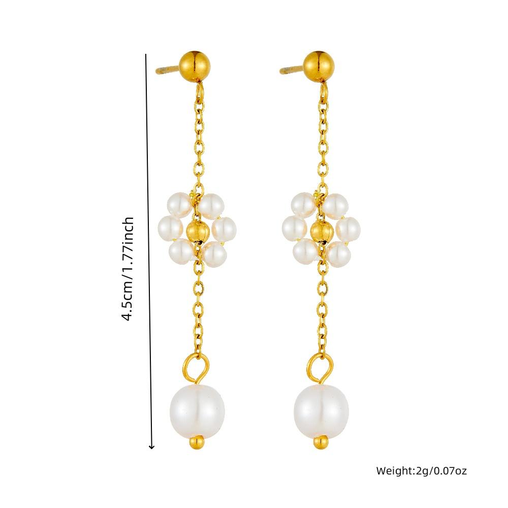 DIEYURO 316L Stainless Steel Pearl Splicing Flowers Necklace Earrings Bracelet Set For Women Girl New Fashion Trend Jewelry Gift