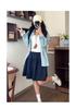 Women's Navy Blue High-Waisted A-Line Skirt, Slimming & Anti-Exposure, Tiered Japanese Academy Style, Half-Length Short Skirt