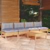 5 Pcs Garden Set with Cushions Pine Wood