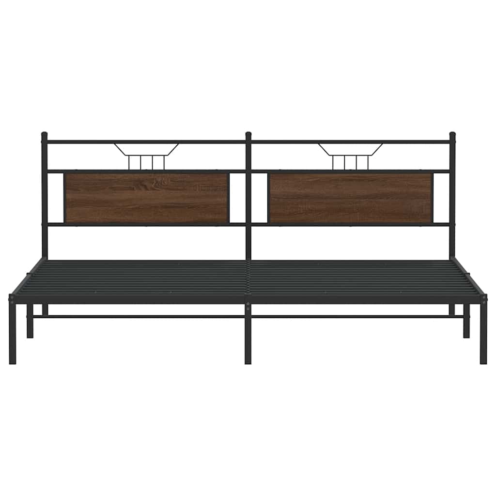Bed Frame without Mattress Brown Oak Effect 193 x 201 cm