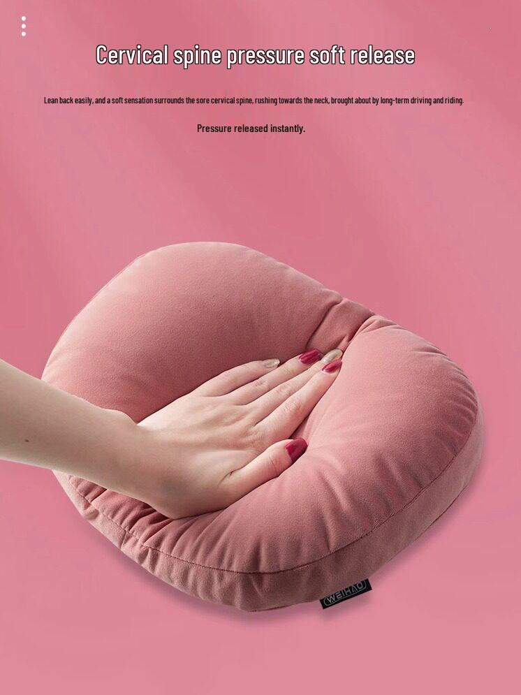 BMW Car Headrest Lumbar Pillow - Soft Pink Neck Support for Girls