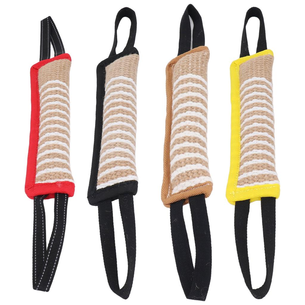 Dog Bite Pillow Tear Resistant Linen Interactive Puppy Training Tug Toy with Reflective Handle for M