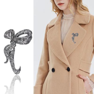 Luxusní Dámská Elegantní Mašle Brož Černá Retro Kamínková Korsáž Dárek pro Matku Přítelkyni Doplňky Kabátová Spona