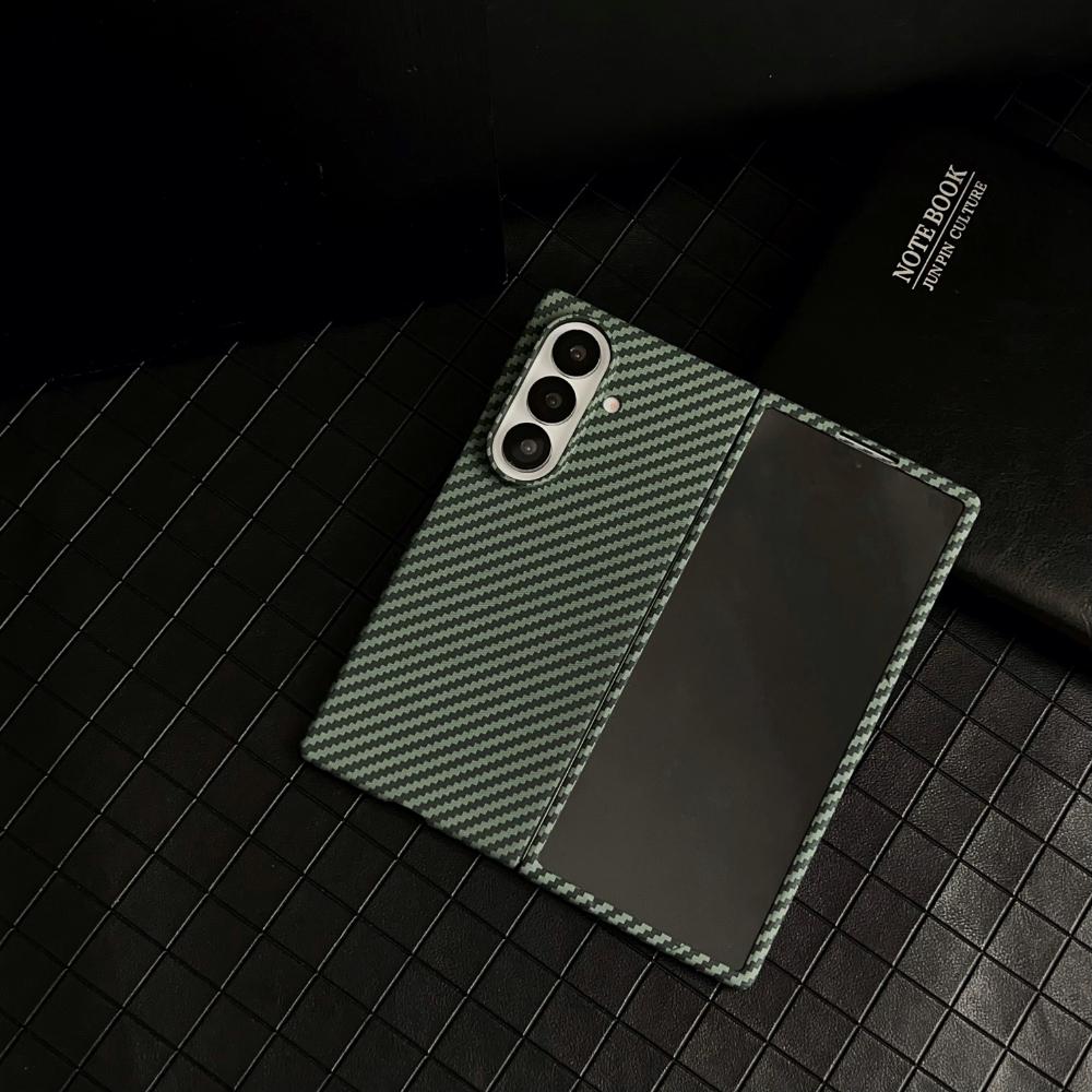 Premium Carbon Fiber Kevlar Pattern Case for Samsung Galaxy Z Fold 7 6 5 4 3 Anti-fall Invisible Magnetic Charging Protect Cover