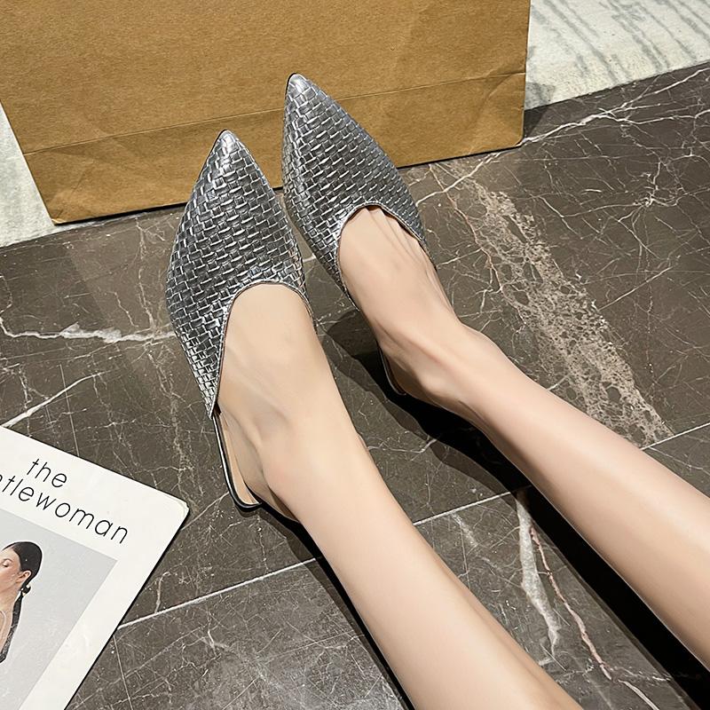 Sandales de Mode Dorées Argentées à Talons Hauts Pointus pour Femmes, Pantoufles d'Été pour Femmes, Chaussures Décontractées Polyvalentes