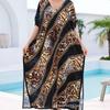 Blouse de plage coton humain imprimé ample robe de vacances bikini protection solaire chemise maillot de bain veste châle