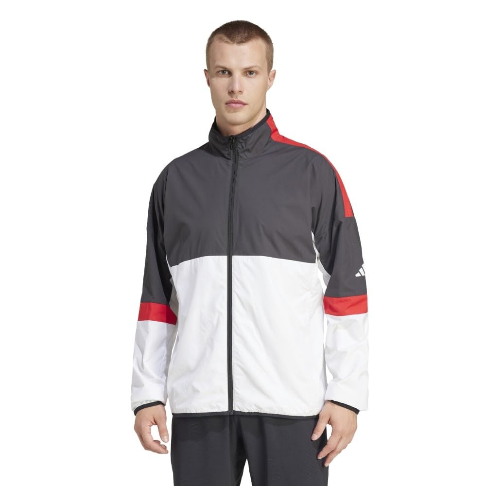 Adidas JOJ86 Tennis Team Wind Jacket with Trico Size Small Men's Lining, Black/White/Scarlet (IW2927),