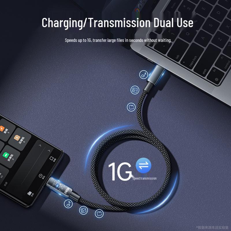 240W Transparent Fast Charging Visible Data Cable for Huawei, Apple, Honor - Universal Car Compatible