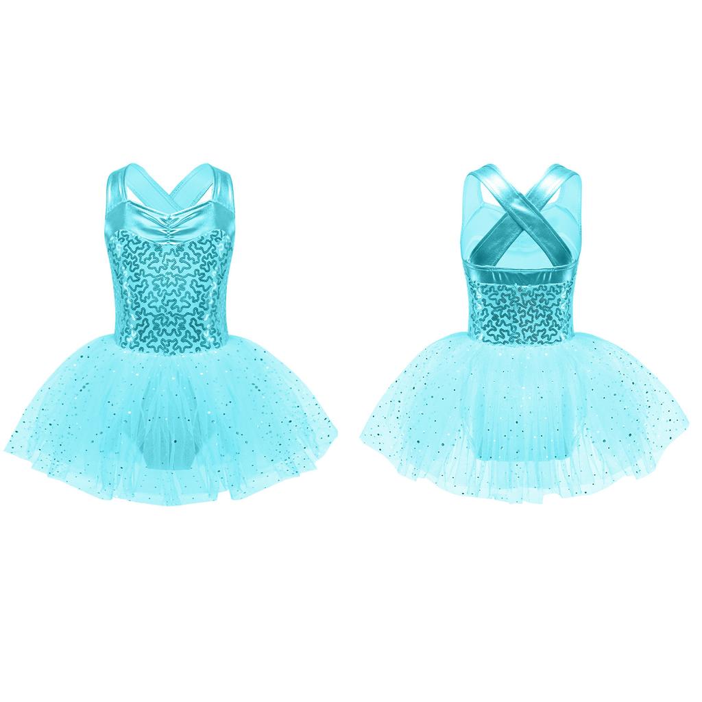 Dziewczęce błyszczące cekiny baletowe sukienki do tańca gimnastyka łyżwiarstwo figurowe kostiumy do tańca występy liryczne stroje taneczne