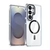 Two-color Transparent Magnetic Phone Case For Samsung Galaxy S26 Ultra 5G, TPU+Acrylic Metal Buttons Raised Bezel Anti-Scratch Protective Cover