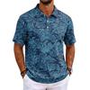 Men's Hawaiian Style Short Sleeve Polo Shirt Loose Fit Casual Top with and Geometric Print for Everyday Wear