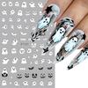 2pcs Luminous Halloween Spooky Nail Stickers White Ghost Pumpkin Design Decals Glow In The Dark Manicure Nail Art Decorations