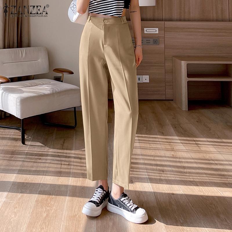 

ZANZEA Весенние женские длинные брюки с высокой талией