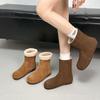 Two-wear Leather Snow Boots Women's Winter New Retro Lamb Wool Short Boots Velvet Cotton Shoes