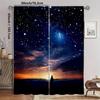 Modern Black Starry Sky Pattern Printed Curtains, Pole Bag Curtains, Home Decoration, Room Decoration