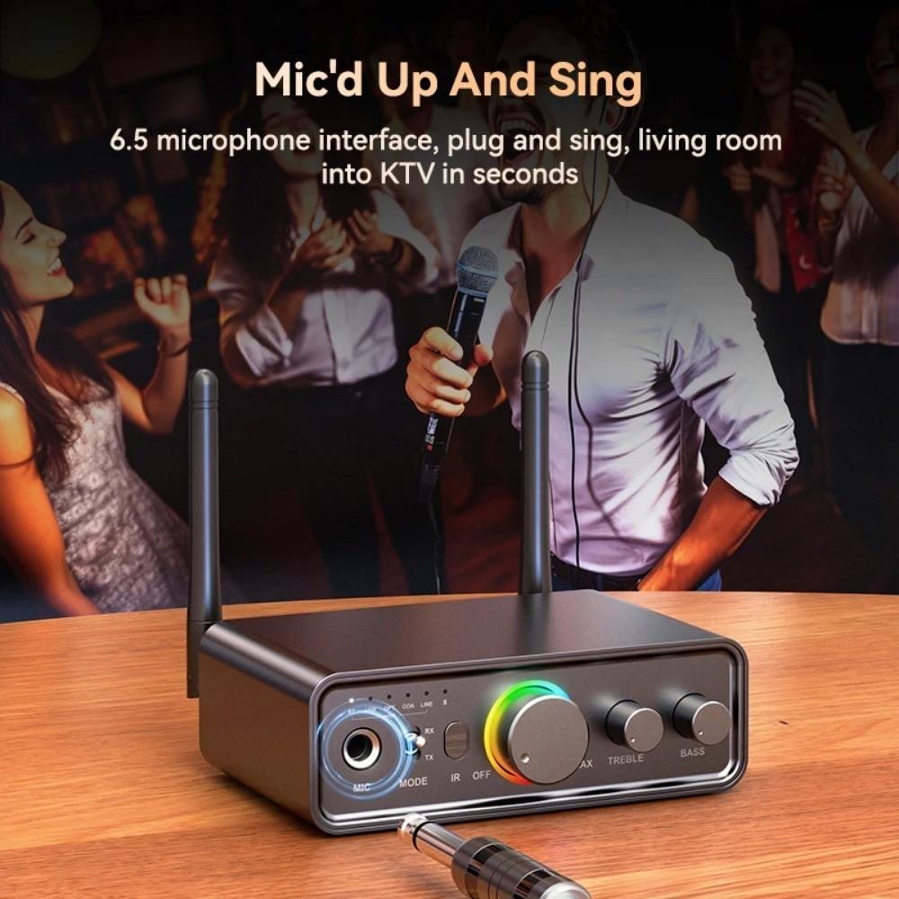 Bluetooth 5.3 DAC Converter Wireless Audio Receiver Transmitter Coaxial Optical 192KHz Digital to Analog Adapter with MIC