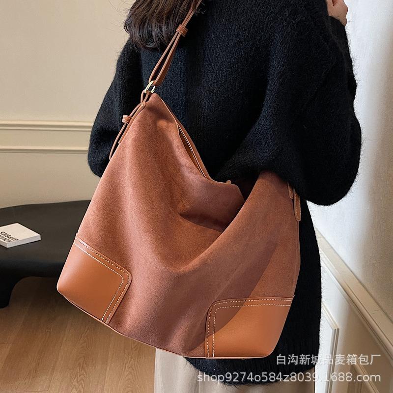 etro suede large-capacity bag, new autumn and winter women's bag shoulder messenger bag commute
