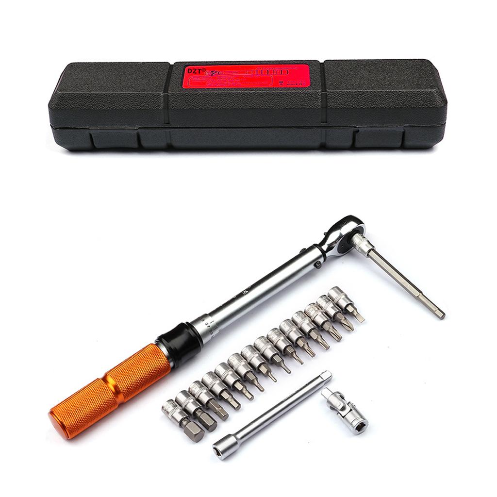 19 Pcs/set 1/4 Bicycle Torque Wrench 1-25NM Bicycle Torque Tool for Bicycle Maintenance Kit for Road, Mountain Bikes