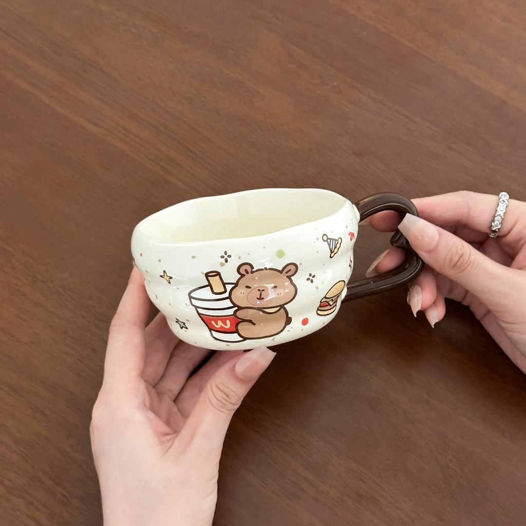 Cute Kapibala Ceramic Mug Children's Home Breakfast Coffee Mug for Friends Practical Birthday Gifts