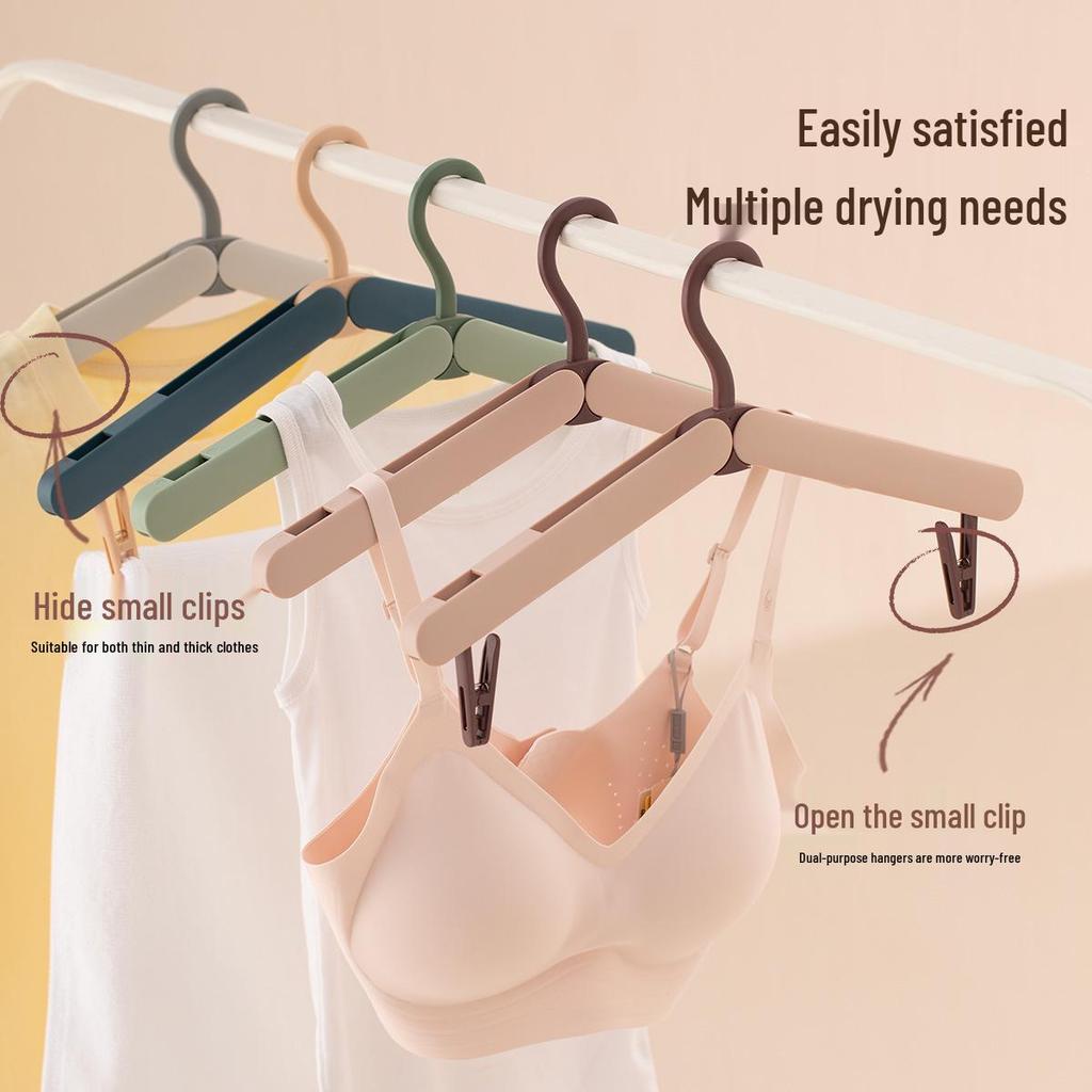 Compact Travel Drying Rack with Foldable Hangers and Clips