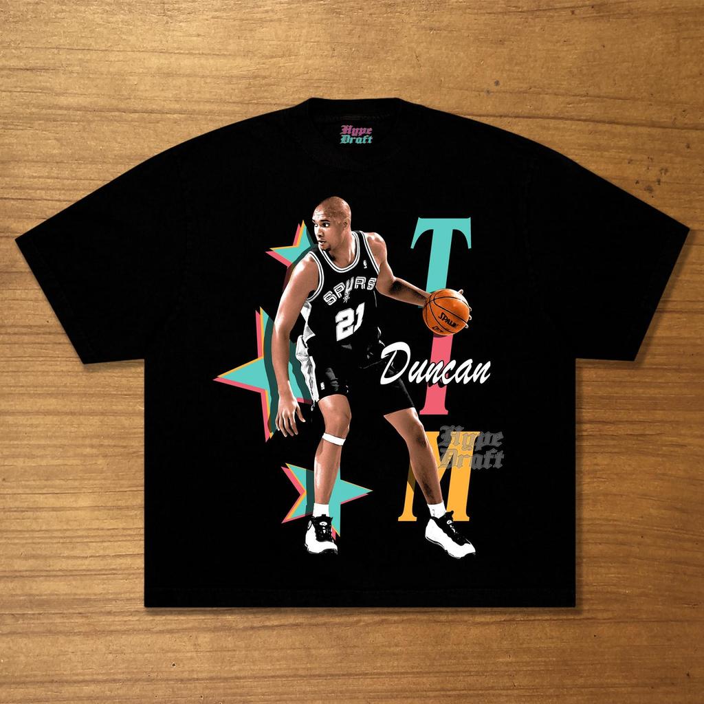 Tim Duncan Basketball Legend Tshirt Design Black Tshirt 300Dpi PNG (Digital Download)