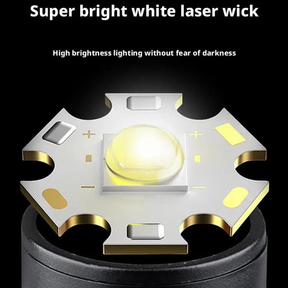Ultra-Bright Rechargeable Flashlight Portable Outdoor Emergency Mini Work Light with White Laser Whistle for Camping Hiking
