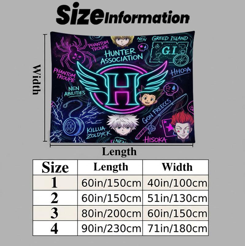 Hunter X Hunter Wall Tapestry Aesthetic Wall Hanging Printed Fabric Blanket Decorative Tapestries For Bedroom Living Room Home Decor