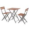 Outdoor Solid Wood Folding Balcony Table and Chair Set - 3-Piece