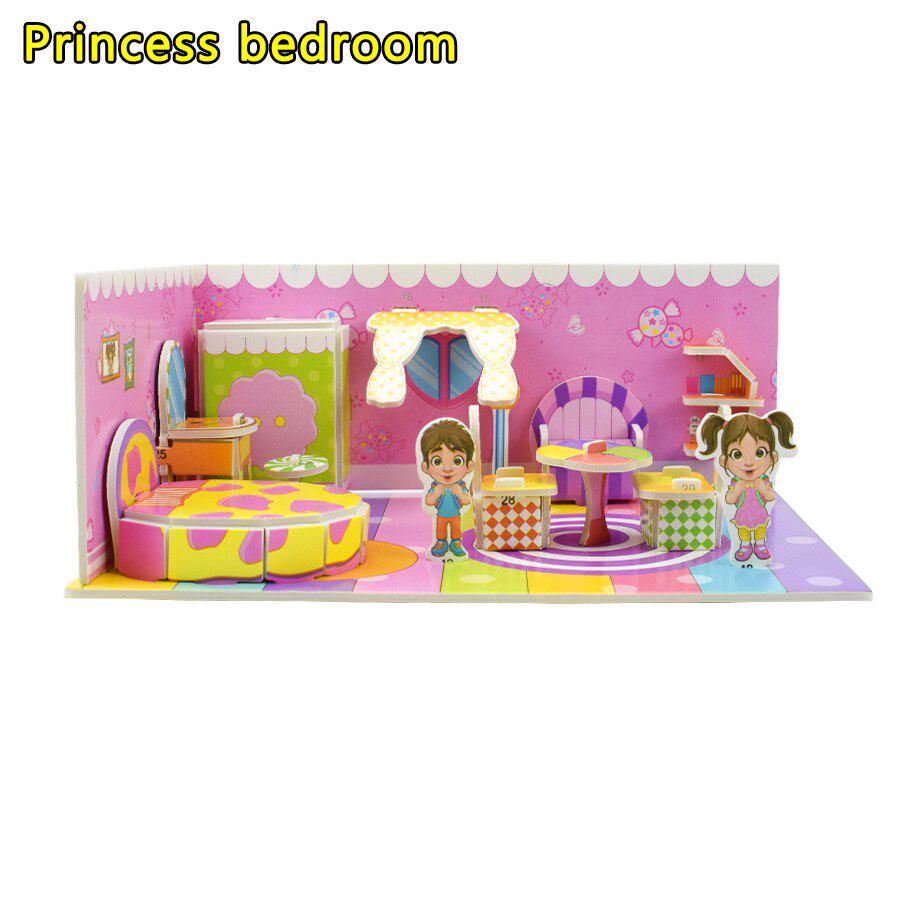3D DIY Puzzle Jigsaw Toys for Children Architecture Kids Princess Bedroom Puzzle Baby Toys Early Learning Educational Kids Gifts