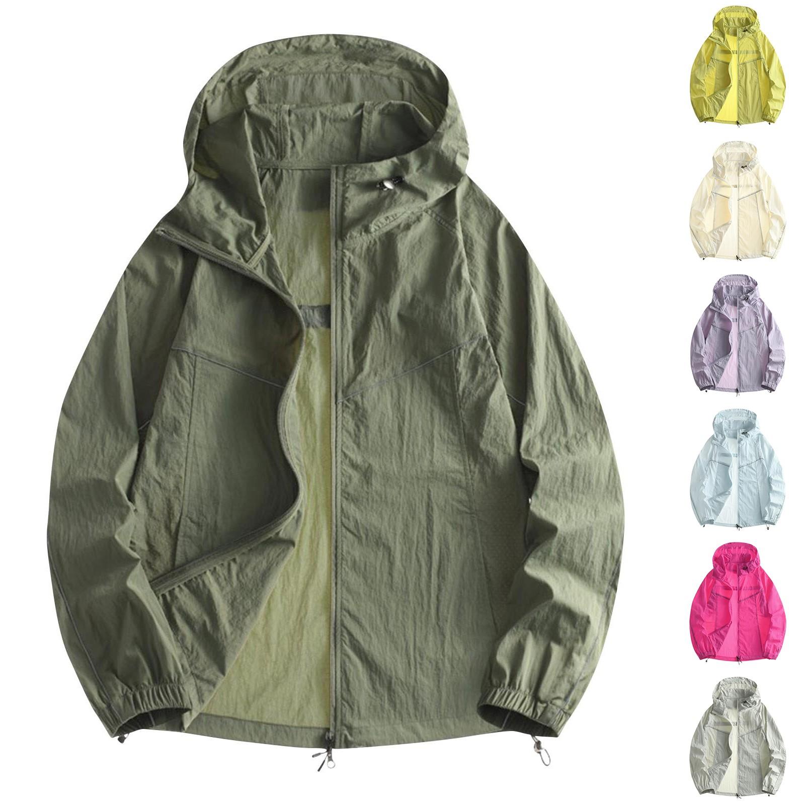 

Lightweight Hooded Jacket For Couples Fashion Sunscreen Full Zipper Breathable Comfy Hoodies Coat Outdoor Sport Outwear XL жовтий