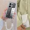 Para Xiaomi 15T Pro 17T Pro Funda con Cordón Cruzado de Cadena de Perlas Para Xiaom 17 Max Funda Trasera Transparente de Silicona Blanda a Prueba de Golpes