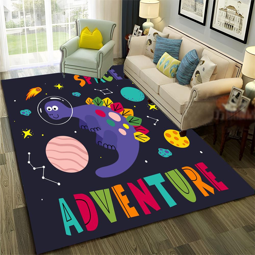 3D Cute Dino Dinosaur Space Cartoon Carpet Rug for Home Living Room Bedroom Sofa Doormat Decor,Child Area Rug Non-slip Floor Mat
