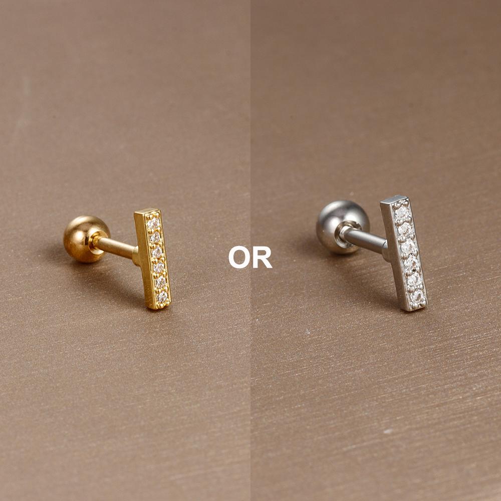 1PC 316L Stainless Steel Mini Zircon Cartilage Piercing Stud Earring For Women Girl Helix Tragus Body Zircon Statement