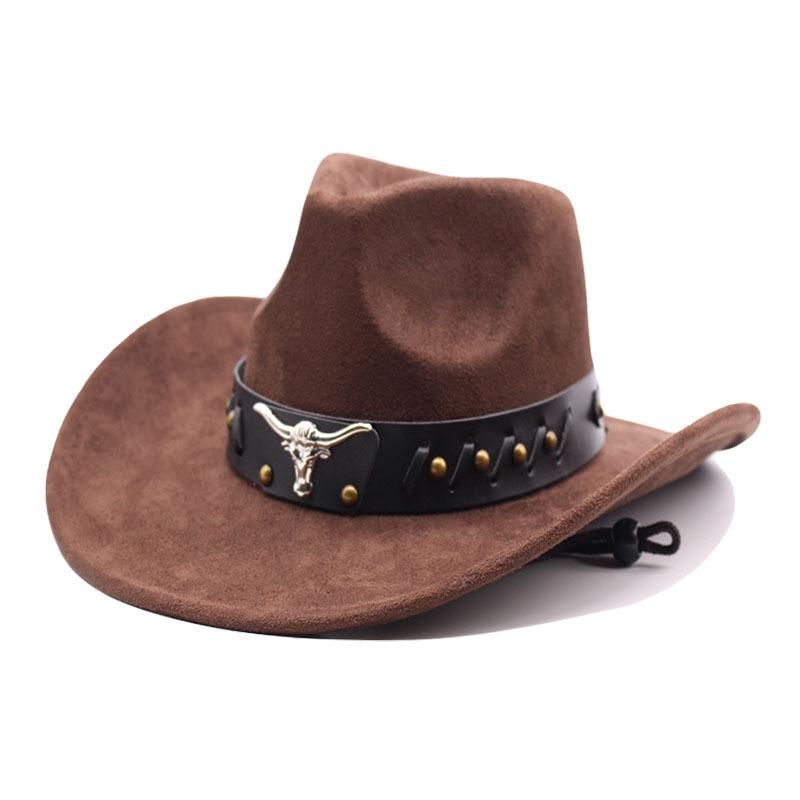 New Western cowboy hat, Tibetan wool top hat, men's and women's autumn/winter outdoor ox-head accessory, travel riding hat