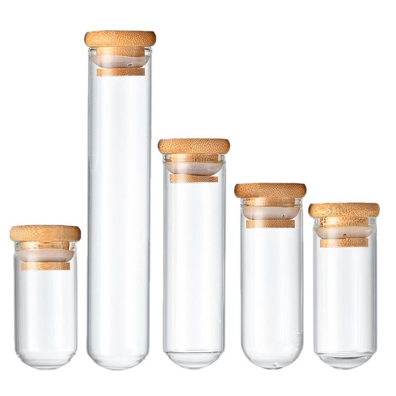 Handmade 30mm Glass Wishing Bottle with Bamboo Lid: Round-bottom Test Tube for Messages, Aliquot Samples, or Reagent Storage